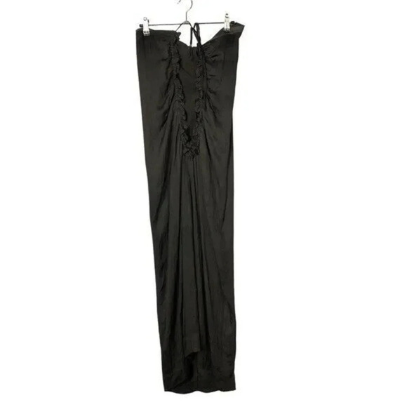 AllSaints Cancity Epiphany Dark Brown Satin Japanese Cloth Halter Midi Dress 0 - Picture 3 of 6